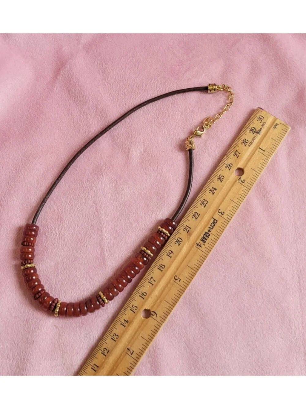 Vintage Carolee Signed Orange Glass Disk Beaded Cord Gold Tone Necklace N1F